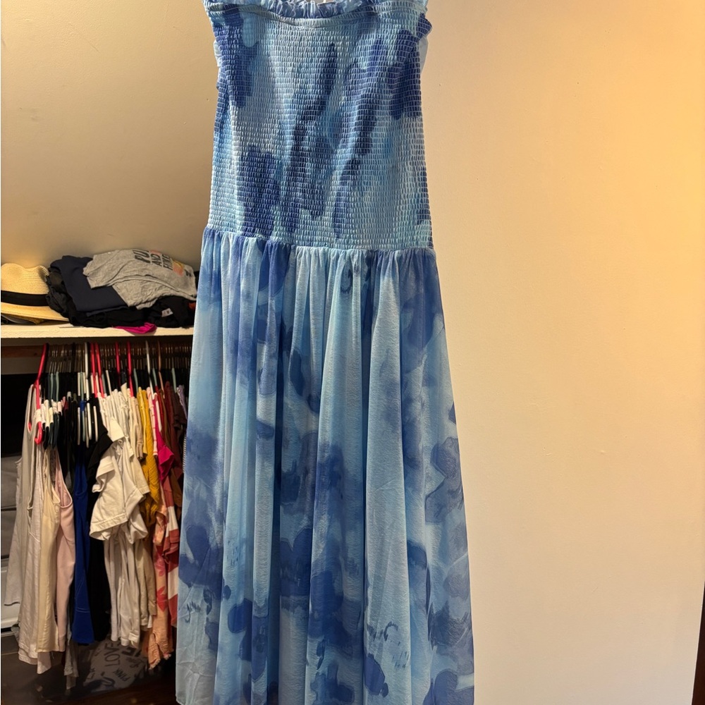 Free People Blue Patterned Midi Dress - Picture 7 of 7